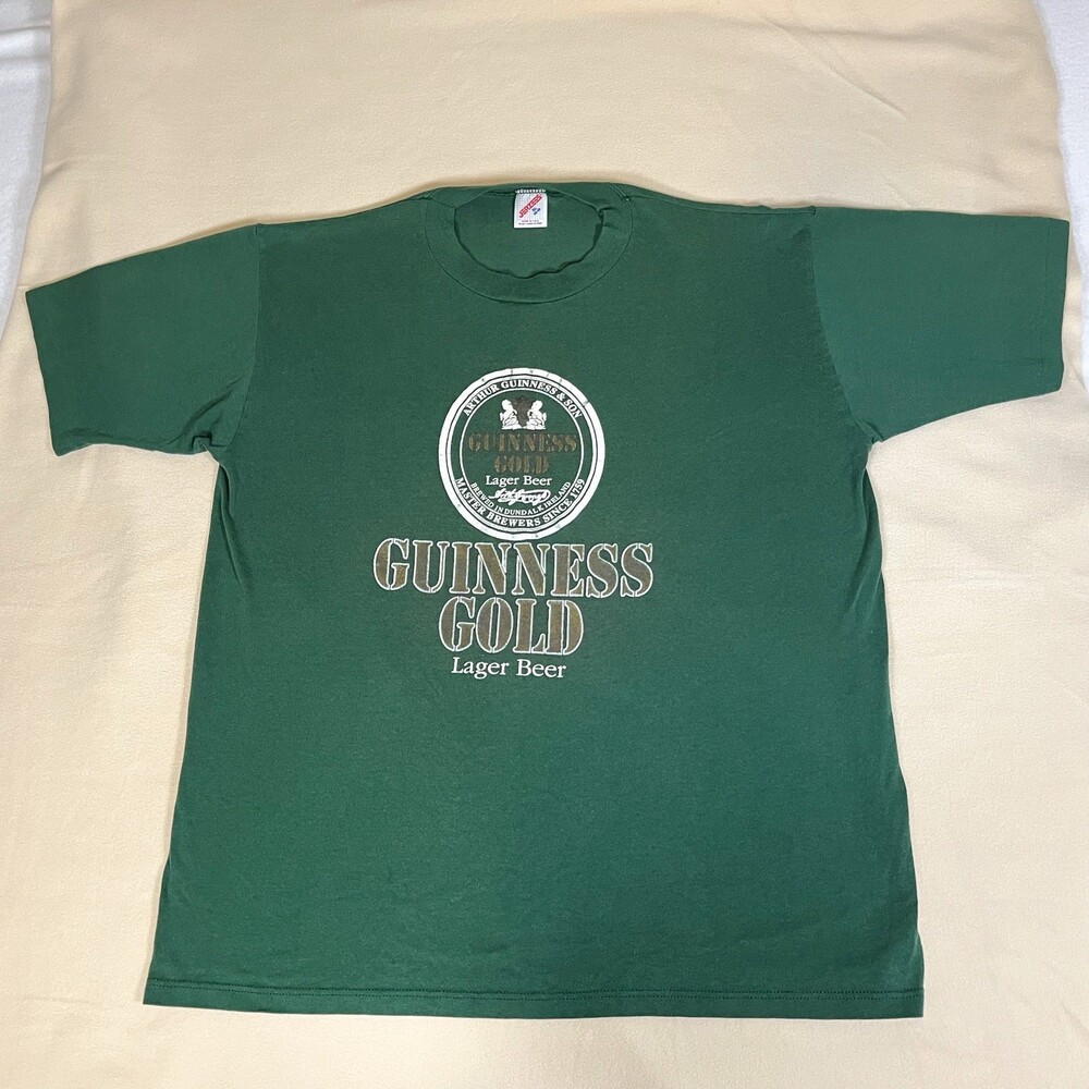 Guinness Gold Lager Beer Vintage Ireland Pint 80s Single Stitch Shirt Irish Bud